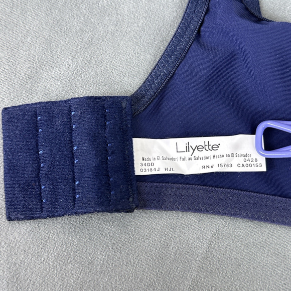 Lilyette by Bali Minimizer Comfort Lace Underwire Bra Size 34DD Blue 0428 - Picture 8 of 10